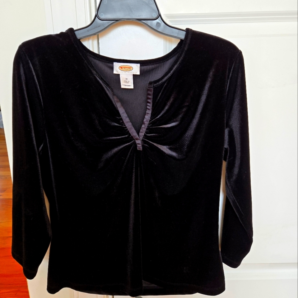 Talbots Black Velvet Top Size Medium